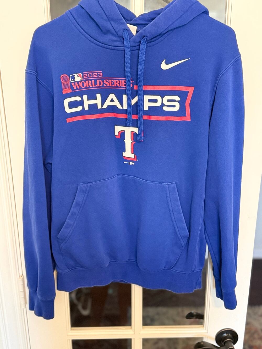Nike Texas Rangers 2023 World Series Champions Hoodie Blue Small